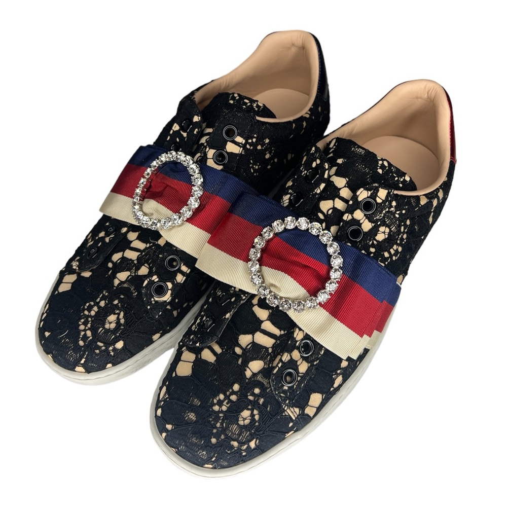 GUCCI WOMENS ACE LEATHER SNEAKERS SIZE EU 38